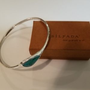 Silpada 925 sterling bangle w patina brass accen